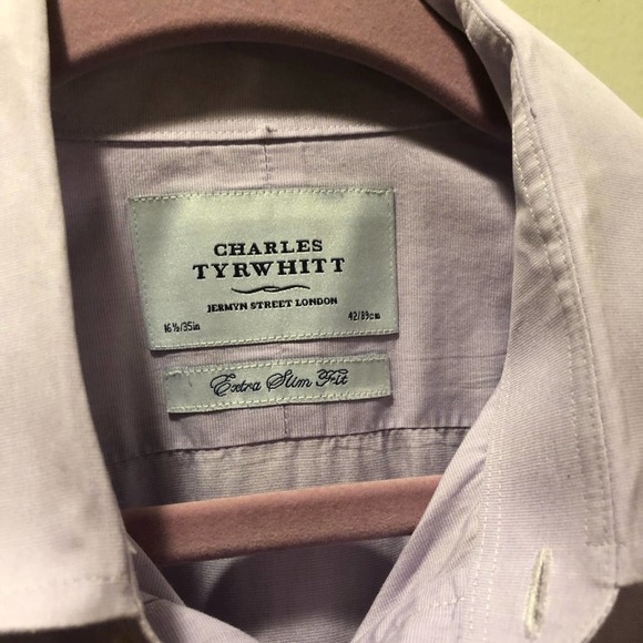 Charles Tyrwhitt Button Down Dress Shirt 16.5 / 35in Light Purple - Picture 4 of 4